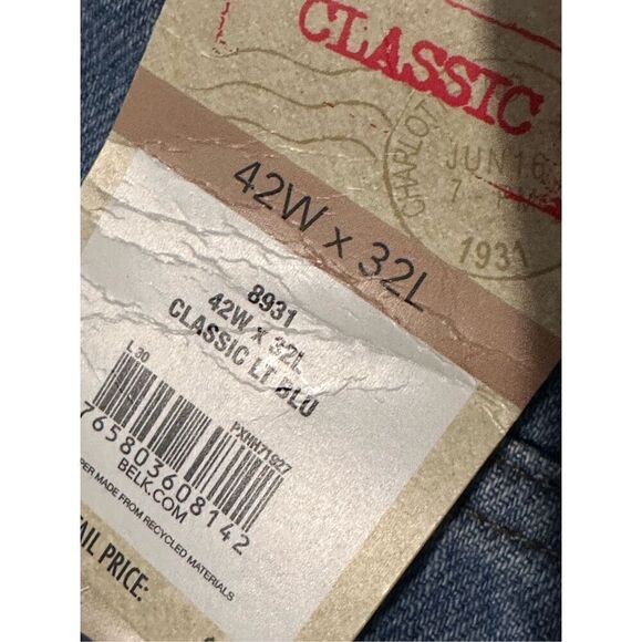 NEW WITH TAGS Saddlebred Men's Blue Classic Fit LT BLU Jeans Size 42W x 32L - Picture 7 of 8